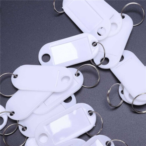 White Portable Plastic Key Fob Key Tag ID Labels 200 Pieces 2