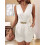 Women'S Suit Collar Jumpsuit White XL 4