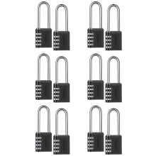 12 Pack Outdoor Combination Padlock Long Shackle Lock 6.5cm Shackle Waterproof 4 Digit Resettable Combination Lock