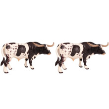 2X Plastique Texas Longhorn Bull Bovins Animaux Figurines D'Action Statique Mignon Modèle Collection Vache Modèle Jouets pour Ki