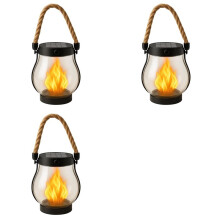 3 Lot de Lanternes Solaires D'Extérieur, Étanches, Flammes Dansantes, Éclairage D'Extérieur, Lanternes Solaires