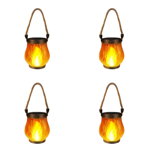 4X Flame Solar Lantern Magical Dancing Flames Outdoor Lights Solar Torch Lights Flickering Flames Hanging 1