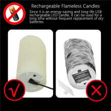 2X LED Candles, Flickering Flameless Candles, Rechargeable Candle, Real Wax Candles with Remote Control,10cm A