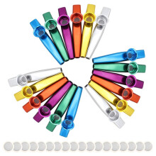 18 Piezas Metal Kazoo Instrumentos Musicales Flautas CompañEro con Diafragmas Kazoo para Guitarra, Ukelele, ViolíN, Teclado de Piano