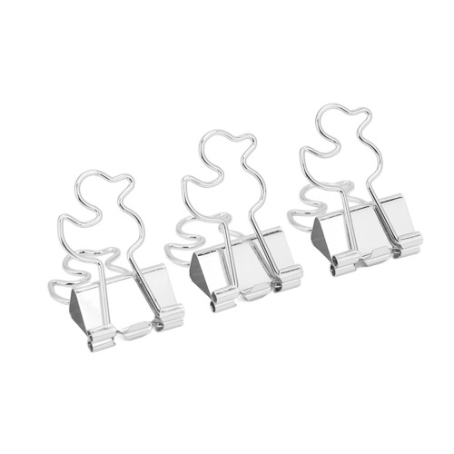 20Pcs Durable Iron Paper Clips - Strong Clamp, Small Duck Design, Silver