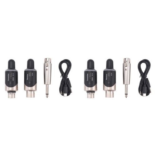 2X New UHF Wireless Mic Adapter XLR Transmitter & Receiver Converter Wireless Mic Rechargeable for Live Interview/Studio