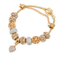 Women’s Gold Alloy Diamond Charm Bracelet – Elegant Jewelry Gift