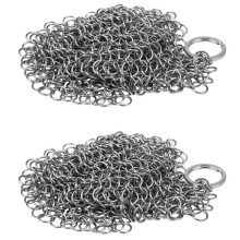 2X Cast Iron Cleaner -Premium 316 Stainless Steel Chainmail Scrubber , 8X6 Inch