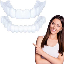 Temporary Veneers Dentures 2PCS Fake Teeth for Women and Men Instant Smile Natural Comfortable Fit