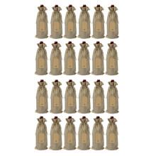 2X Bolsas Vino Arpillera 12 Piezas Bolsas Botella Vino Yute Cordones Bolsas Regalo Vino Reutilizables Etiquetas para Fiesta DegustacióN una Ciegas