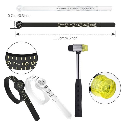 Ring Size Measuring Tool Set, Metal Mandrel Ring Sizer Finger Size Rod Wire Wrap Ring Tool Jewelry Making Kit 2