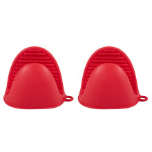 2X Silicone Gloves Oven Heat Insulated Finger Gloves Cooking Microwave Non-Slip Gripper Pot Holder(Red)