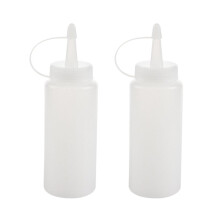 2X Plastic Squeeze Bottle Condiment Dispenser Ketchup Mustard Sauce Clear White 6Oz