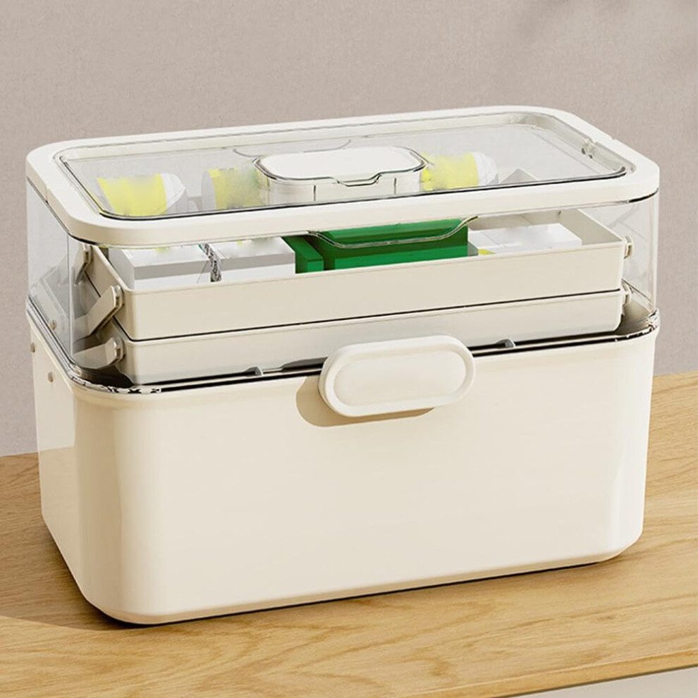 First Aid Storage Box, 3Tier Medicine Organizer with Dustproof Moistureproof Closure for Home and Travel