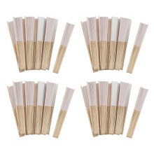 40 Pcs/Lot 21cm White Color Fabric Hand Fan, Silk Hand Fan Wedding Party Promotion Favor