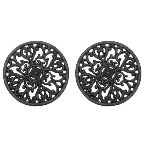 2X Trivet Redondo de Ferro Fundido 6,7 Polegadas com Isolamento Térmico e Antiderrapante Suportes para Panelas para Decoração de Mesa de Jantar de