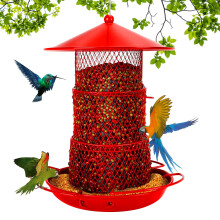 Squirrel Proof Bird Feeder with Large Capacity, 3Tier Metal Hanging Design for Wild Birds Garden