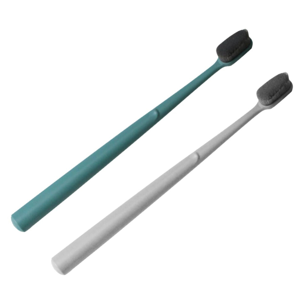 Travel Toothbrush Set with Soft Nylon Bristles and Protective Tube, Compact for Adults, 2pcs Random Color