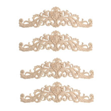 4Pcs  Wood Cabinet Furniture Carving Corner Wood Ornament Wood Ornaments Handmade