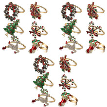 18 Stks Kerst Servetringen Xmas Servethouder Ringen Krans voor Feestdagen Diner Tafeldecoratie