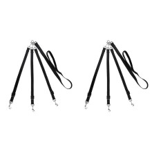 2X 3 Way Dog Leash, Nylon Adjustable Coupler No  Detachable 3 in 1 Multiple Dog Pet Cat Puppy Leashes (Black)