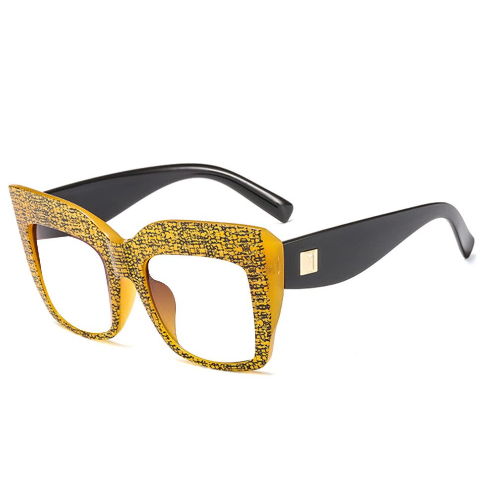 Yellow Oversized Cat Eye Reading Glasses For Women, Bright 1.5X Magnifying Readers For Small Print