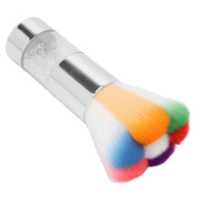 Modischer Puderpinsel mit Strassbesatz, ABS-Fasern, Haar, silber