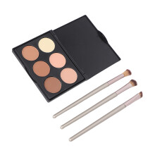 6-Farben-Matten-Lidschatten-Palette mit Pinseln & Tasche, fein powdered Make-up