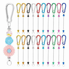 20 Peças Barras de Chaveiro com Contas, Chaveiro com Contas Coloridas em Branco, Barras de Chaveiro com Contas de Metal A Granel para Artesanato,