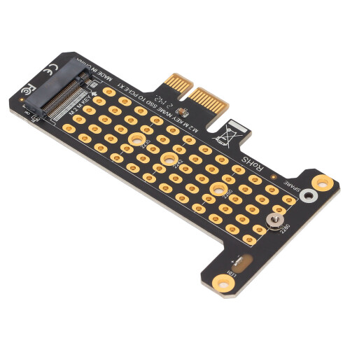 NVMe M.2 to PCIe X1 Risor Card Full Height Baffle Black for Windows Linux OS