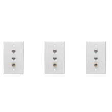 3X Ethernet Koax Wand Platte, 2 Port Cat6 RJ45  und 1 Port F Typ Anschluss Koax  Buchse Auf Buchse Wand Platte