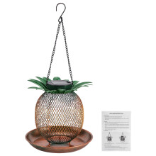 Squirrel Proof Solar Hanging Bird Feeder with Durable Metal Mesh Vintage Pineapple Design for Outdoors