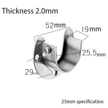20 Pcs Stainless Steel Hanging Rod Bracket U Shaped Curtain Rod Bracket, Round Tube Sockets with Screws (25mm)