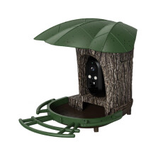 Smart Bird Feeder with Camera Solar Powered Tree Stump Design for Outdoor Bird Watching Green