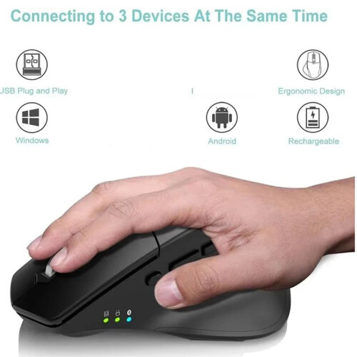 Vertical Mouse ,Ergonomic BT5.0 & 2.4G Wireless Mouse with Silent Click for Laptop PC 1