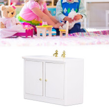 Mini-Waschbecken-Schrank Modell 1:12, Birke, Lebensszene, Puppenhausdekoration