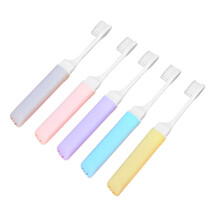 Travel Toothbrush Set 5 Pack Foldable Brush Head Compact Size Assorted Colors for Home and Trip