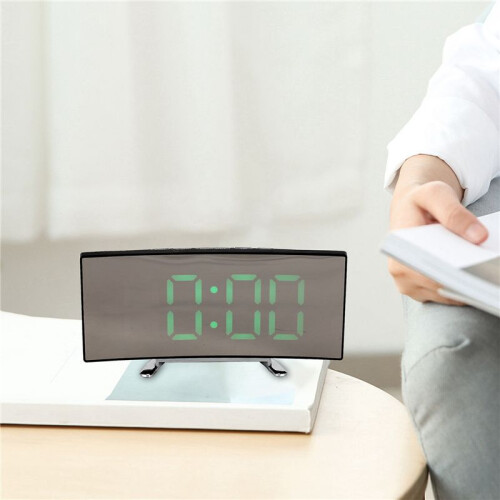 4X Relógio Digital de Tela LED Curvo de 7 Polegadas para Quarto de Crianças, Relógio de Número  Verde, Despertador Inteligente Leve, FunçãO 1