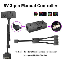 5V 3Pin ARGB to 12V 4 Pin RGB Converter Light Transfer Chassis Fan Converter W/ 3-Way Splitter for 3-Pin RGB Motherboard