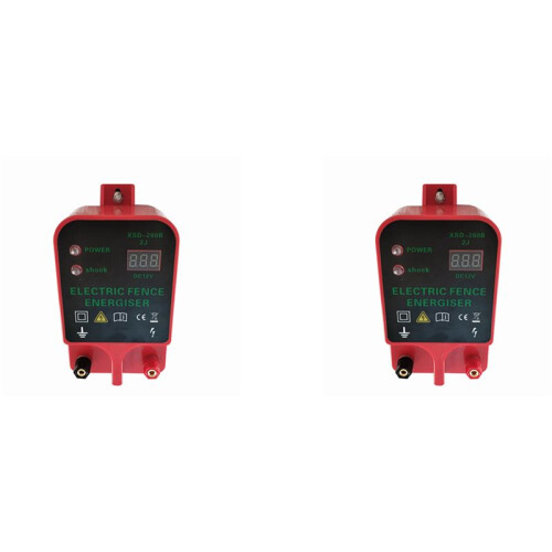 2X 10KM Electric Fence Livestock High Voltage Pulse Controller Alarm Waterproof LCD Voltage Display(EU Plug)