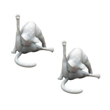 2 STUKS Grappige Kat Beeldje Geen Schaamte Kat Sculptuur Hars Dieren Standbeeld Home Decor Unieke Ambachtelijke Decoratieve Ornamenten