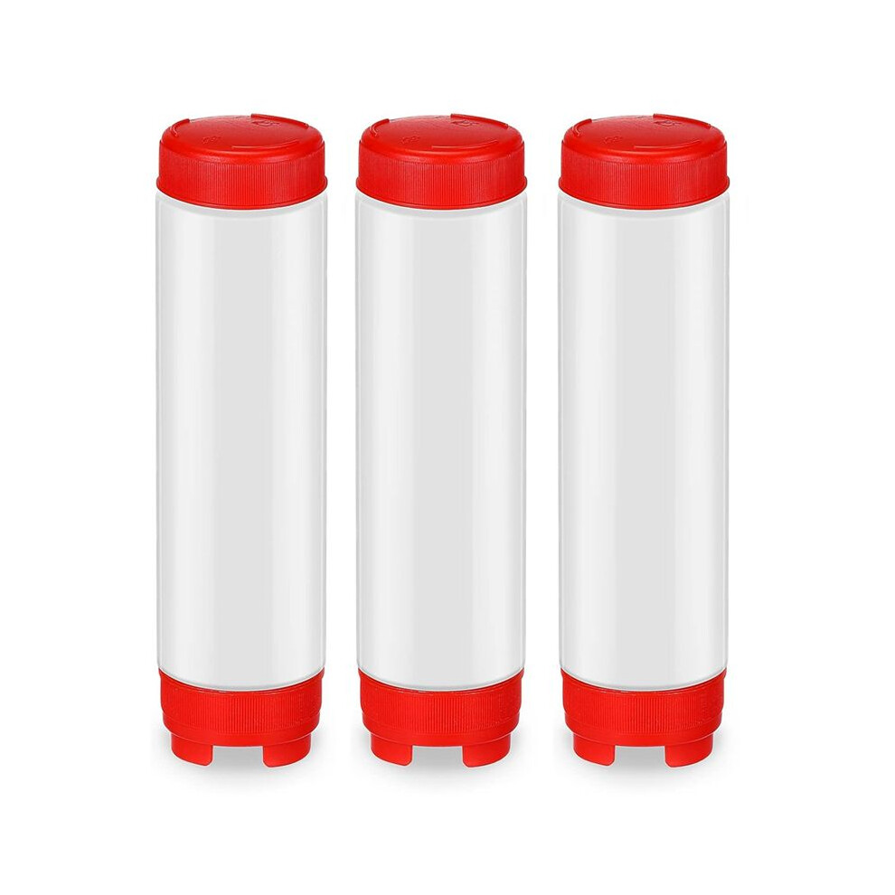 16 Oz Inverted Plastic Squeeze Bottles, Refillable Tip Large Valve Dispenser Condiment Squeeze Bottle For Sauces Ketchup Brecantia