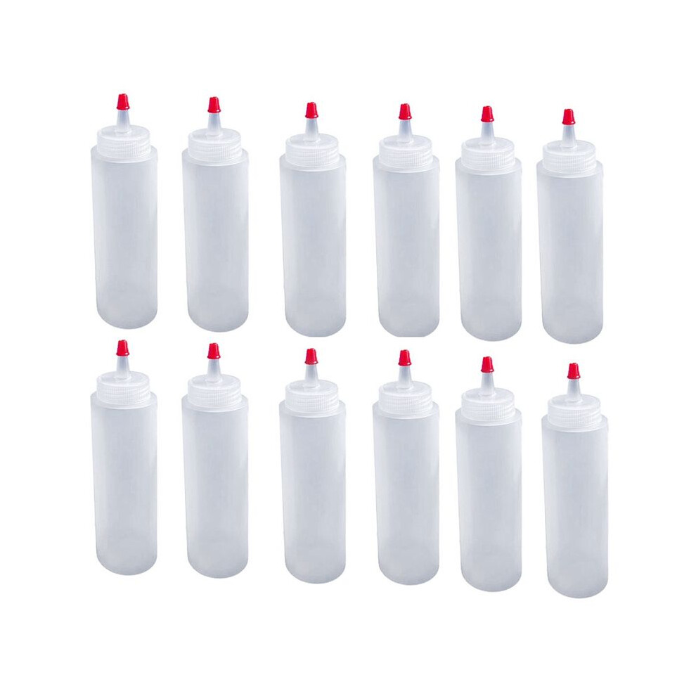 12Pcs 16 Ounce Plastic Squeeze Condiment Bottles With Tip Cap Squirt Bottle For Ketchup,Bbq, Sauces, Arts And Crafts Red Brecantia