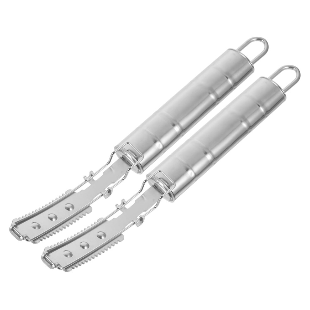 2pcs Pig Hair Removal Tool with Ergonomic Grip, Durable Stainless Steel Animal Hair Scraper