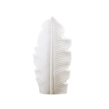 Feather Ceramic Vase Leaf Shape Flower Pot Balcony Office Ornament Bedroom Living Room Desktop Home Decoration White