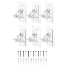 6Pcs No Drill Needed Curtain Rod Holders Brackets, Self Adhesive Rod Holder Hooks, Nail Free Stick Curtain Rod Hooks