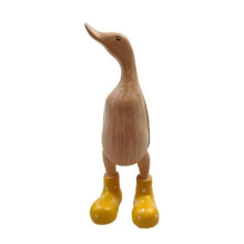 Resin Duck Statue Garden Sculpture Cute Cartoon Ducks Wearing Spotted Wellies Boot Good Luck Figurine Yellow-L
