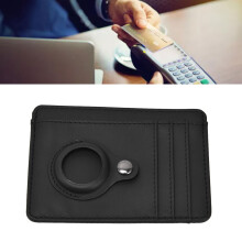 Ultra Thin Black Card Holder with IOS Locator, 5 Slots, Minimalist Design