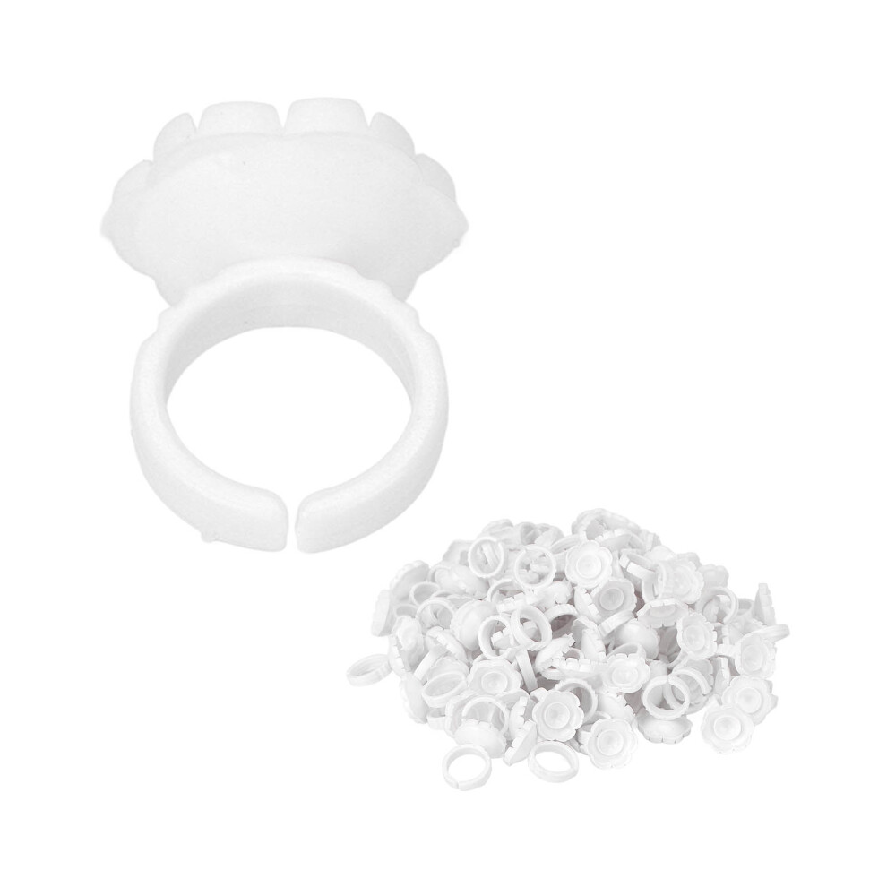 White 100Pcs Flower Glue Rings For Eyelash Extensions, 1.8Cm Diameter