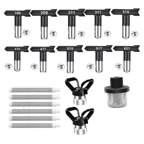 20-Piece Airless Paint Sprayer Accessory Kit with Reversible Nozzle Tips and High-Flow Filters